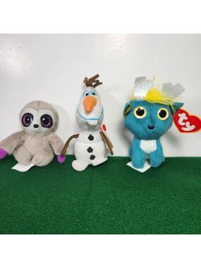 TY Beanie Baby Lot of 3 OLAF Keychain 4.5" Sully Teenie Beanie 3.5" Sage